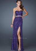 Picture of: Strapless Long Sequin Prom Dress with Embellished Belt in Purple, Style: 18918, Detail Picture 3