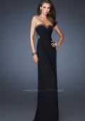 Picture of: Long Strapless Jersey Prom Dress with Open Back in Black, Style: 18931, Main Picture