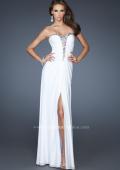 Picture of: Strapless Prom Dress with Beaded Detail and Strappy Back in White, Style: 18934, Main Picture