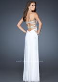 Picture of: Strapless Prom Dress with Beaded Detail and Strappy Back in White, Style: 18934, Back Picture