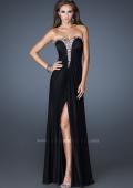 Picture of: Strapless Prom Dress with Beaded Detail and Strappy Back in Black, Style: 18934, Detail Picture 1