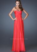 Picture of: Strapless Long Chiffon Prom Dress with Beaded Trim Detail in Orange, Style: 18935, Main Picture