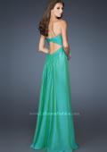 Picture of: Strapless Long Chiffon Prom Dress with Beaded Trim Detail in Green, Style: 18935, Back Picture