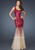 Picture of: One Shoulder Sequin Mermaid Prom Dress with Tulle Skirt in Pink, Style: 18936, Back Picture