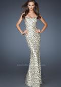 Picture of: Strapless Fitted Long Prom Dress with Sequin Pattern in Gold, Style: 18938, Main Picture