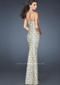 Picture of: Strapless Fitted Long Prom Dress with Sequin Pattern in Gold, Style: 18938, Back Picture