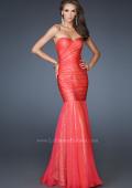 Picture of: Strapless Ruched Mermaid Dress with Sequin Underlay in Orange, Style: 18949, Main Picture