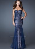 Picture of: Strapless Ruched Mermaid Dress with Sequin Underlay in Blue, Style: 18949, Detail Picture 2