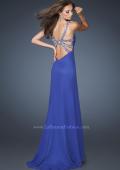 Picture of: Long Chiffon Prom Dress with Metallic Beaded Halter Straps in Blue, Style: 18956, Main Picture