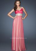 Picture of: One Shoulder Tulle Prom Dress with Embellished Waist in Pink, Style: 18965, Detail Picture 1