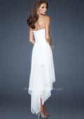 Picture of: Strapless High Low Chiffon Dress with Fitted Bodice in White, Style: 18970, Back Picture