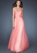 Picture of: Long A-line Chiffon Prom Dress with Beaded Halter in Orange, Style: 18983, Main Picture
