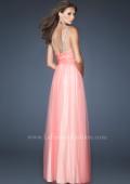 Picture of: Long A-line Chiffon Prom Dress with Beaded Halter in Orange, Style: 18983, Back Picture