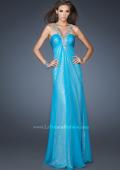 Picture of: Long Halter Sequin Prom Dress with Chiffon Overlay in Blue, Style: 18985, Main Picture