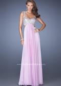 Picture of: Long Chiffon Prom Dress with Sequin Bra in Pink, Style: 18989, Detail Picture 2