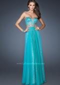 Picture of: Strapless Long Sequin Prom Dress with Chiffon Overlay Skirt in Blue, Style: 19021, Main Picture