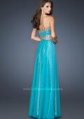 Picture of: Strapless Long Sequin Prom Dress with Chiffon Overlay Skirt in Blue, Style: 19021, Back Picture