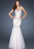 Picture of: Long Fitted Embellished Mermaid Dress with Tulle Skirt in White, Style: 19036, Main Picture