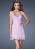 Picture of: Short Dress with Sequin Underlay and Beaded Neckline in Purple, Style: 19101, Main Picture
