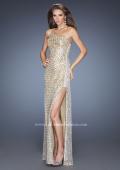 Picture of: One Shoulder Sequin Gown with Beaded Side Panel in Gold, Style: 19125, Main Picture