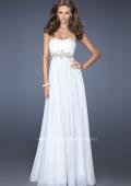 Picture of: Strapless Long A-line Prom Dress with Embellished Belt in White, Style: 19130, Detail Picture 2