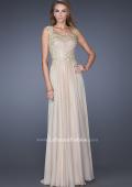 Picture of: Long Chiffon Dress with Embellished Lace on Bodice in Nude, Style: 19146, Main Picture