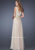 Picture of: Long Chiffon Dress with Embellished Lace on Bodice in Nude, Style: 19146, Back Picture