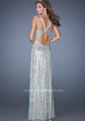 Picture of: Long A-line Sequin Prom Dress with Strappy Back in Blue, Style: 19154, Back Picture