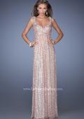 Picture of: Long A-line Sequin Prom Dress with Strappy Back in Gold, Style: 19154, Detail Picture 2