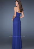 Picture of: Long Strapless Dress with an Intricately Pleated Bodice in Blue, Style: 19155, Back Picture