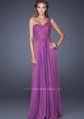 Picture of: One Shoulder Chiffon Prom Dress with Embellished Lace Bodice in Purple, Style: 19162, Detail Picture 1