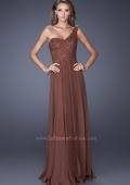 Picture of: One Shoulder Chiffon Prom Dress with Embellished Lace Bodice in Brown, Style: 19162, Detail Picture 2