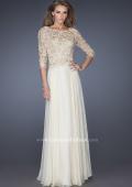 Picture of: Long Chiffon Dress with Lace Bodice and Illusion Sleeves in White, Style: 19171, Main Picture