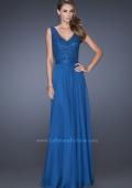 Picture of: Long Chiffon Prom Dress with an Embellished Lace Bodice in Blue, Style: 19179, Main Picture