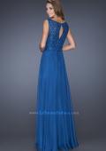 Picture of: Long Chiffon Prom Dress with an Embellished Lace Bodice in Blue, Style: 19179, Back Picture