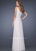 Picture of: Long Chiffon Prom Gown with Lace Panel Detail in White, Style: 19181, Back Picture