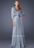 Picture of: Long A-line Chiffon Gown with Matching Jacket in Silver, Style: 19186, Main Picture