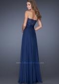 Picture of: Long A-line Chiffon Gown with Matching Jacket in Blue, Style: 19186, Back Picture