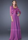 Picture of: Long A-line Chiffon Gown with Matching Jacket in Purple, Style: 19186, Detail Picture 5