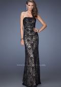 Picture of: Strapless Lace Long Dress with Ruched Bodice in Black, Style: 19210, Main Picture