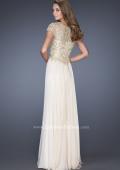 Picture of: Long Chiffon Prom Dress with Lace Bodice in White, Style: 19213, Back Picture