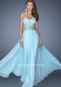 Picture of: Long Strapless Chiffon Gown with Embellished Waistline in Blue, Style: 19233, Main Picture