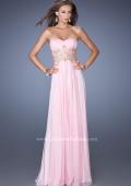 Picture of: Long Strapless Chiffon Gown with Embellished Waistline in Pink, Style: 19233, Detail Picture 1