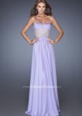 Picture of: Long Strapless Chiffon Gown with Embellished Waistline in Purple, Style: 19233, Detail Picture 2