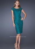 Picture of: Short Prom Dress with Cap Sleeve and Beaded Lace in Green, Style: 19243, Main Picture