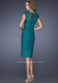 Picture of: Short Prom Dress with Cap Sleeve and Beaded Lace in Green, Style: 19243, Back Picture