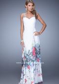 Picture of: Long Chiffon Prom Dress with Bedazzled Illusion Straps in White, Style: 19244, Main Picture