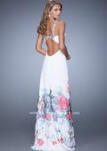 Picture of: Long Chiffon Prom Dress with Bedazzled Illusion Straps in White, Style: 19244, Back Picture