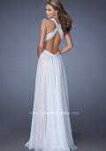 Picture of: Long Chiffon Prom Dress with Sequin Underlay in White, Style: 19255, Back Picture