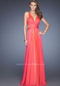 Picture of: Long Chiffon Prom Dress with Sequin Underlay in Orange, Style: 19255, Detail Picture 1